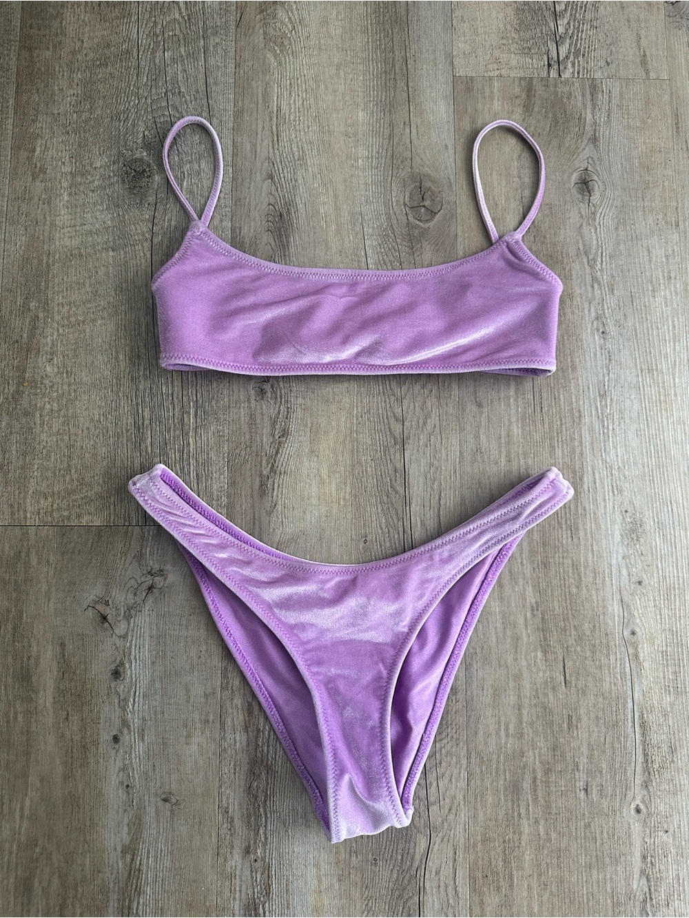 triangl swimwear Lilac Velvet Bikini Top & Bottom Set